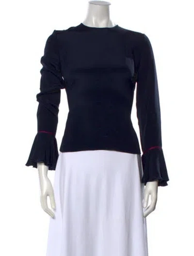 Pre-owned Roksanda Silk Crew Neck Top In Blue