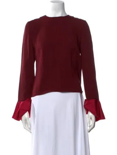 Pre-owned Roksanda Silk Crew Neck Top In Burgundy