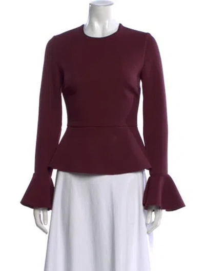 Pre-owned Roksanda Silk Crew Neck Top In Burgundy