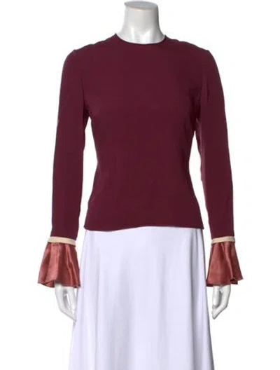 Pre-owned Roksanda Silk Crew Neck Top In Burgundy