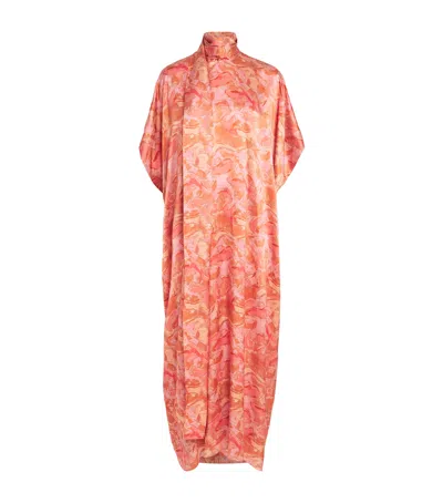 Roksanda Silk Floral Oshone Midi Dress In Pink