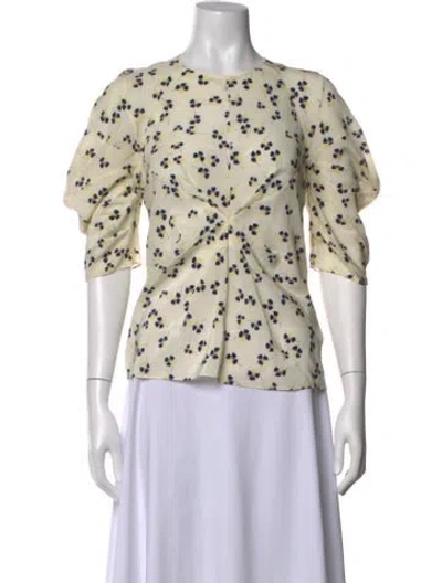 Pre-owned Roksanda Silk Floral Print Blouse In Neutral