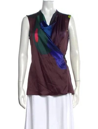 Pre-owned Roksanda Silk Graphic Print Top In Multi