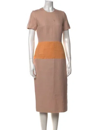 Pre-owned Roksanda Silk Knee-length Dress In Neutrals