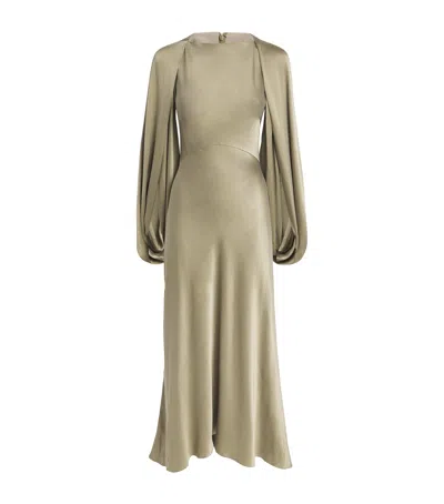 Roksanda Silk Koda Midi Dress In Gray