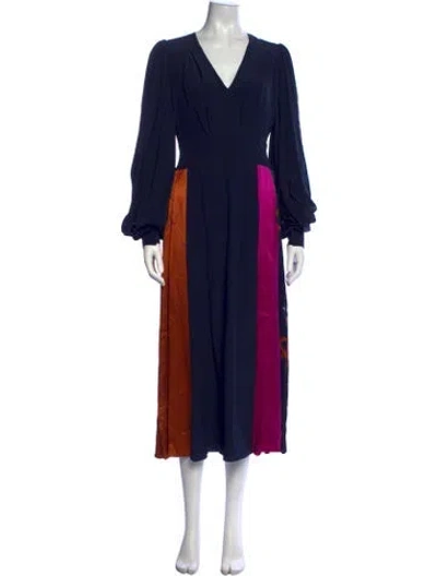 Pre-owned Roksanda Silk Long Dress In Blue