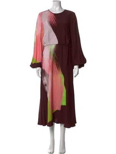 Pre-owned Roksanda Silk Long Dress In Brown