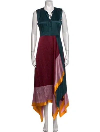 Pre-owned Roksanda Silk Long Dress In Green