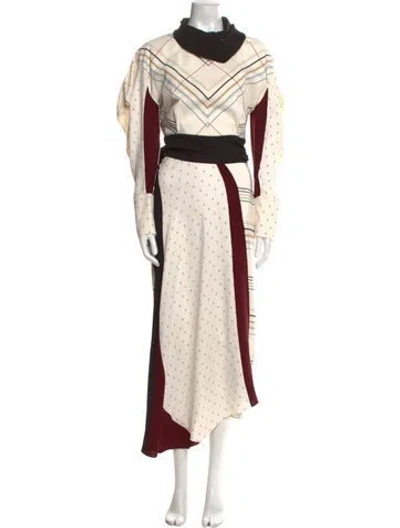 Pre-owned Roksanda Silk Long Dress In Neutral