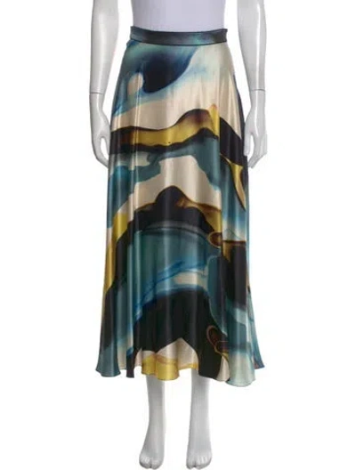 Pre-owned Roksanda Silk Long Skirt W/ Tags In Blue