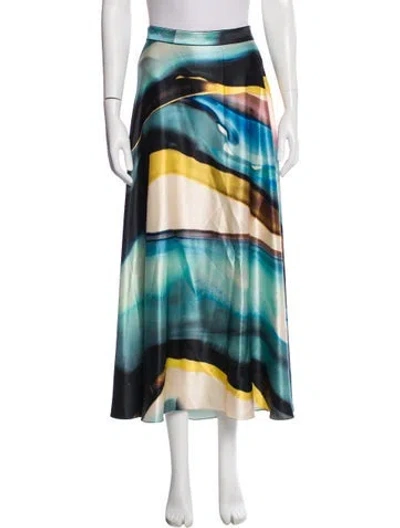 Pre-owned Roksanda Silk Midi Length Skirt In Blue