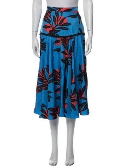 Pre-owned Roksanda Silk Midi Length Skirt In Blue/red