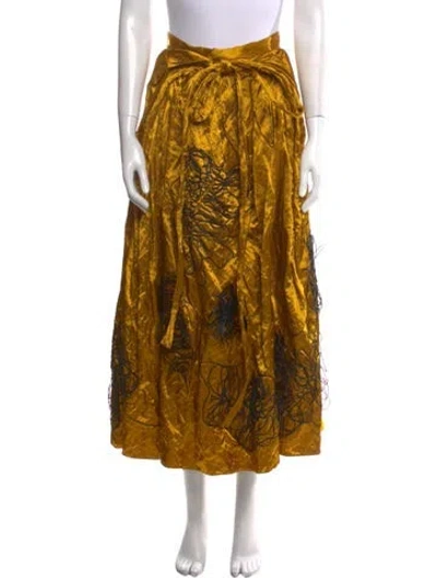 Pre-owned Roksanda Silk Midi Length Skirt In Gold
