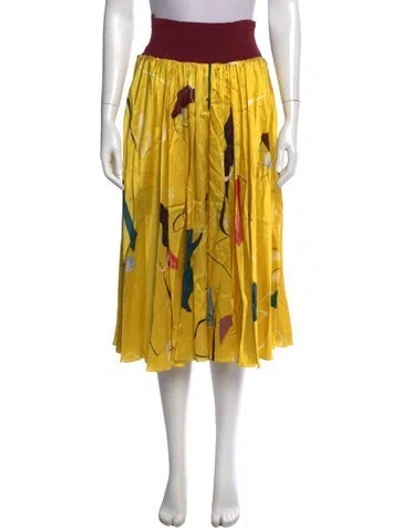 Pre-owned Roksanda Silk Midi Length Skirt In Yellow