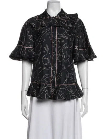 Pre-owned Roksanda Silk Printed Blouse In Blue