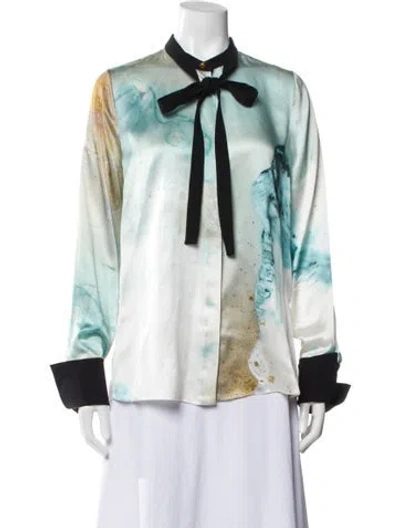 Pre-owned Roksanda Silk Printed Blouse In Green