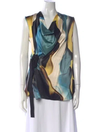 Pre-owned Roksanda Silk Printed Blouse W/ Tags In Blue