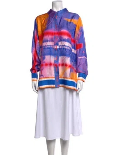 Pre-owned Roksanda Silk Printed Button-up Top In Purple