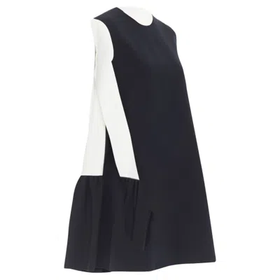 Roksanda Sleeveless Back Panel Pleated Skirt Boxy Dress In Black
