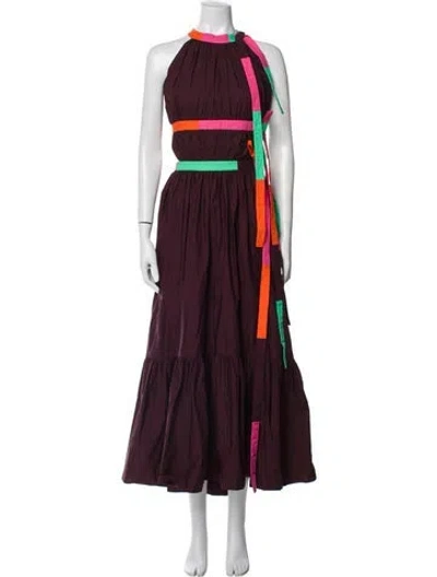 Pre-owned Roksanda Striped Long Dress In Burgundy