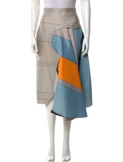 Pre-owned Roksanda Striped Midi Length Skirt In Gray