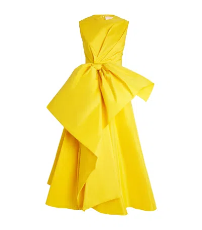 Roksanda Taffeta Nura Bow-detail Midi Dress In Gelb