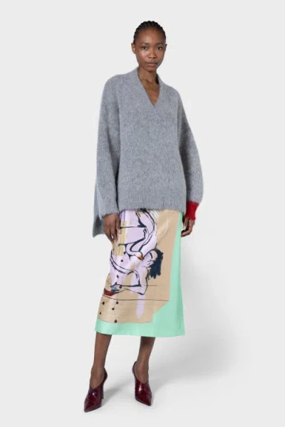 Roksanda Tehla V-neck Knitted Sweater In Gray