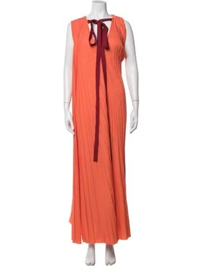 Pre-owned Roksanda Tie Neck Long Dress In Orange