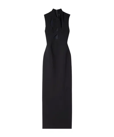 Roksanda Tie-neck Cutout Crepe Gown In Black