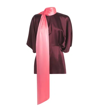 Roksanda Tie-neck Satin Luma Blouse In Burgundy