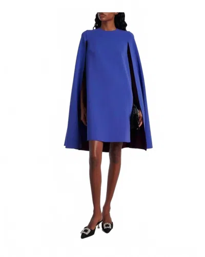 Roksanda Twiggy Cropped Crepe Mini Cape Dress In Marine In Blue