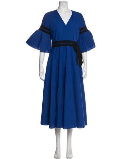 Pre-owned Roksanda V-neck Long Dress In Black/blue
