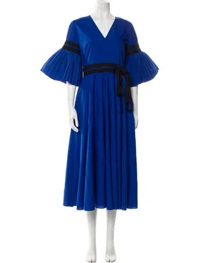 Pre-owned Roksanda V-neck Long Dress In Blue
