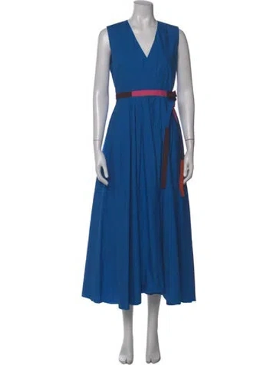 Pre-owned Roksanda V-neck Long Dress In Blue
