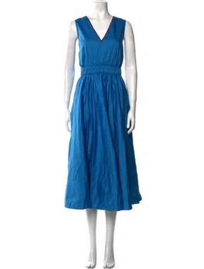 Pre-owned Roksanda V-neck Long Dress In Blue