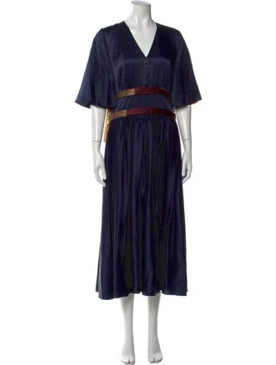 Pre-owned Roksanda V-neck Long Dress In Blue