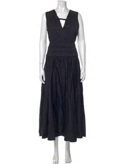 Pre-owned Roksanda V-neck Long Dress In Blue