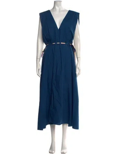 Pre-owned Roksanda V-neck Long Dress In Blue