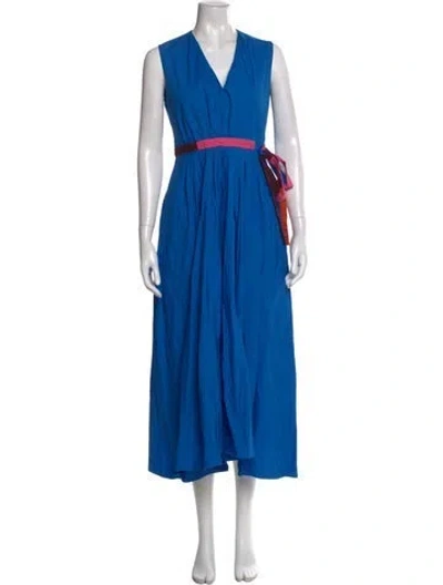 Pre-owned Roksanda V-neck Long Dress In Blue/pink