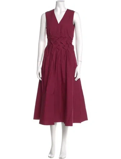 Pre-owned Roksanda V-neck Long Dress In Burgundy