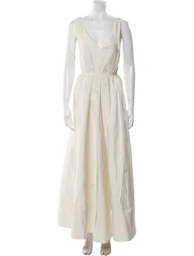 Pre-owned Roksanda V-neck Long Dress In Neutral