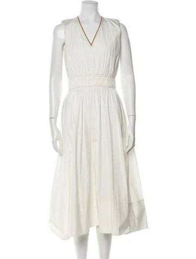 Pre-owned Roksanda V-neck Long Dress In Neutral