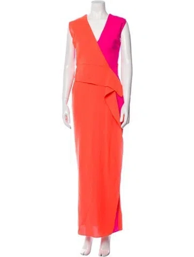 Pre-owned Roksanda V-neck Long Dress In Orange