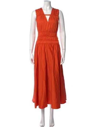 Pre-owned Roksanda V-neck Long Dress In Orange