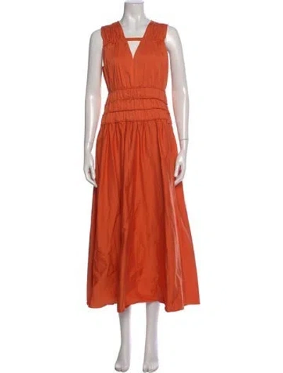 Pre-owned Roksanda V-neck Long Dress In Orange
