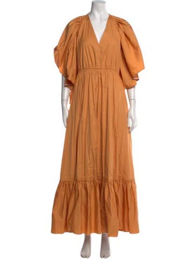 Pre-owned Roksanda V-neck Long Dress In Orange