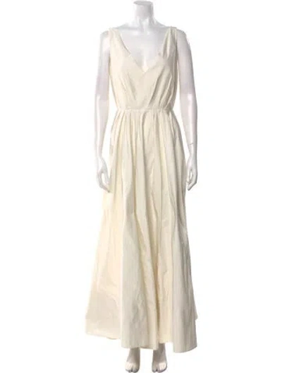 Pre-owned Roksanda V-neck Long Dress In White