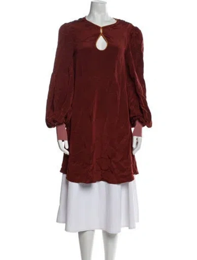 Pre-owned Roksanda V-neck Long Sleeve Tunic In Brown