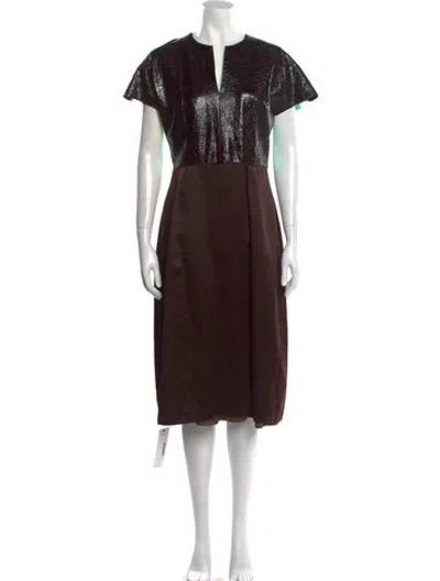 Pre-owned Roksanda V-neck Midi Length Dress In Brown