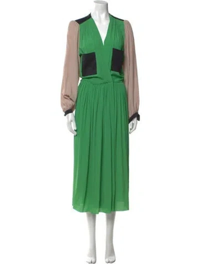 Pre-owned Roksanda V-neck Midi Length Dress In Green